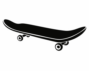 Skateboard icon silhouette vector, skateboard sport illustration, vector skateboard silhouette isolated on white bacground, longboard, extreme sports,three-dimensional board, skater icon sport.