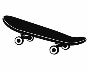 Skateboard icon silhouette vector, skateboard sport illustration, vector skateboard silhouette isolated on white bacground, longboard, extreme sports,three-dimensional board, skater icon sport.