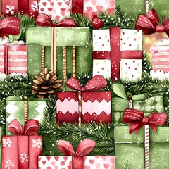 Seamless watercolor christmas pattern