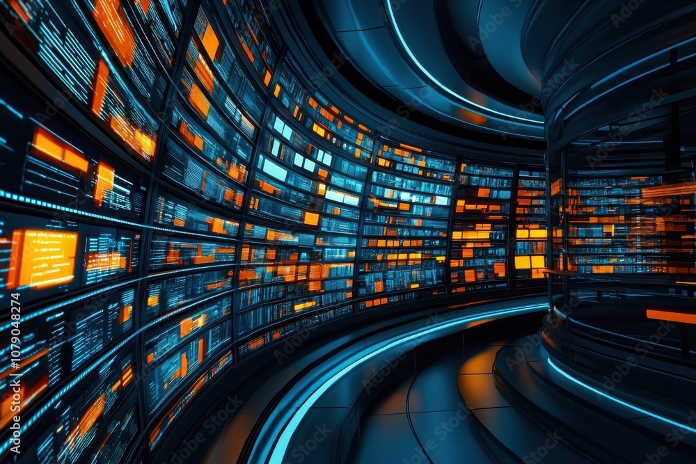 Aufkleber explore the future of knowledge a glimpse into a futuristic digital library filled with ai-generated