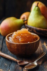 Fresh homemade pear jam with pear fruit