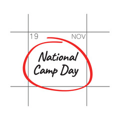 National Camp Day, November 19 - calendar date.