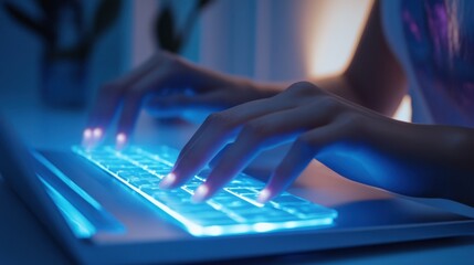 The Hands on Blue Keyboard