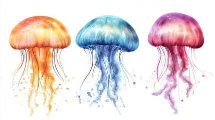 Beautiful jellyfish closeup view. Artistic illustration