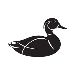 Duck silhouette black color vector art illustration