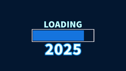 New year 2025 progress bar glowing. Concept of new year, annual plan, Happy new year
