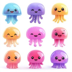 Obraz premium Cute cartoon character of jellyfish