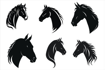 Horse Head Face Silhouette Bundle Set