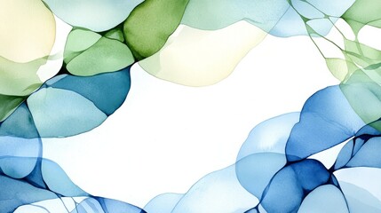 Abstract Blue Green Alcohol Ink Wash Painting Background