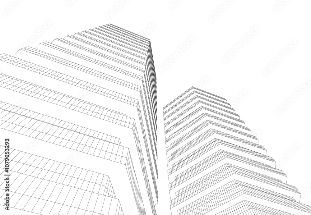 Wall mural abstract architecture building vector drawing