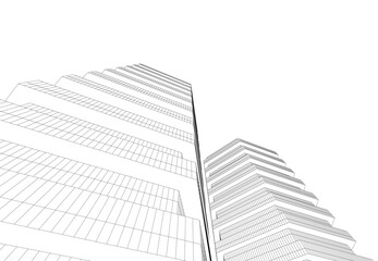 Fototapeta premium abstract architecture building vector drawing
