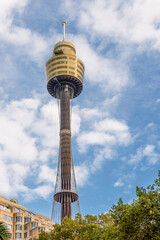 The beautiful Sydney Tower Eye, Australia, against the blue sky on a sunny day