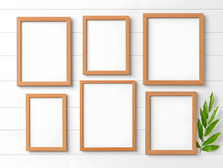 Memory collage template with empty frames isolated on white