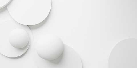 A white background with a series of white circles. The circles are all different sizes and are arranged in a way that creates a sense of movement and depth. Scene is one of simplicity and elegance