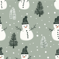 Minimal Christmas seamless pattern featuring stylized
