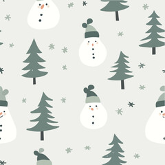 Minimal Christmas seamless pattern featuring stylized