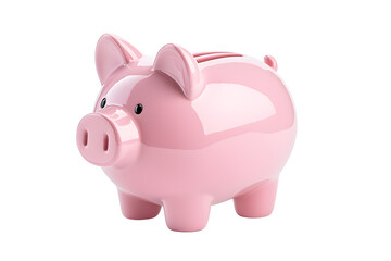 Cute pink piggy bank icon, 3D render,  isolated on white background