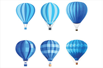 Hot Air Ballon Vector Silhouette Bundle on a White Background