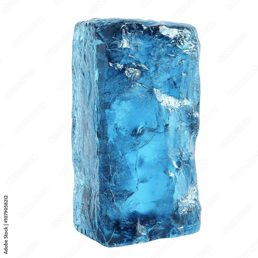 Aufkleber tall blue ice block with frosty texture and natural cracks