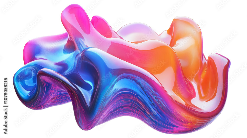 Poster abstract colorful gradient blob shape in pink, blue, and orange