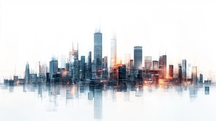 Obraz premium Futuristic Digital Cityscape with 5G Network Nodes for Smart City Connectivity