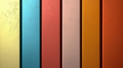 A vibrant display of vertical stripes in various colors, creating an abstract, artistic composition with textured surfaces.
