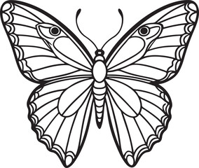 Black line art of a butterfly bundle for kids coloring book coloring page doodle art in white background