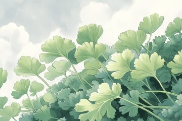 Lush Green Herb Garden Background