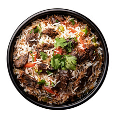 Kacchi Biryani Dish isolated white background
