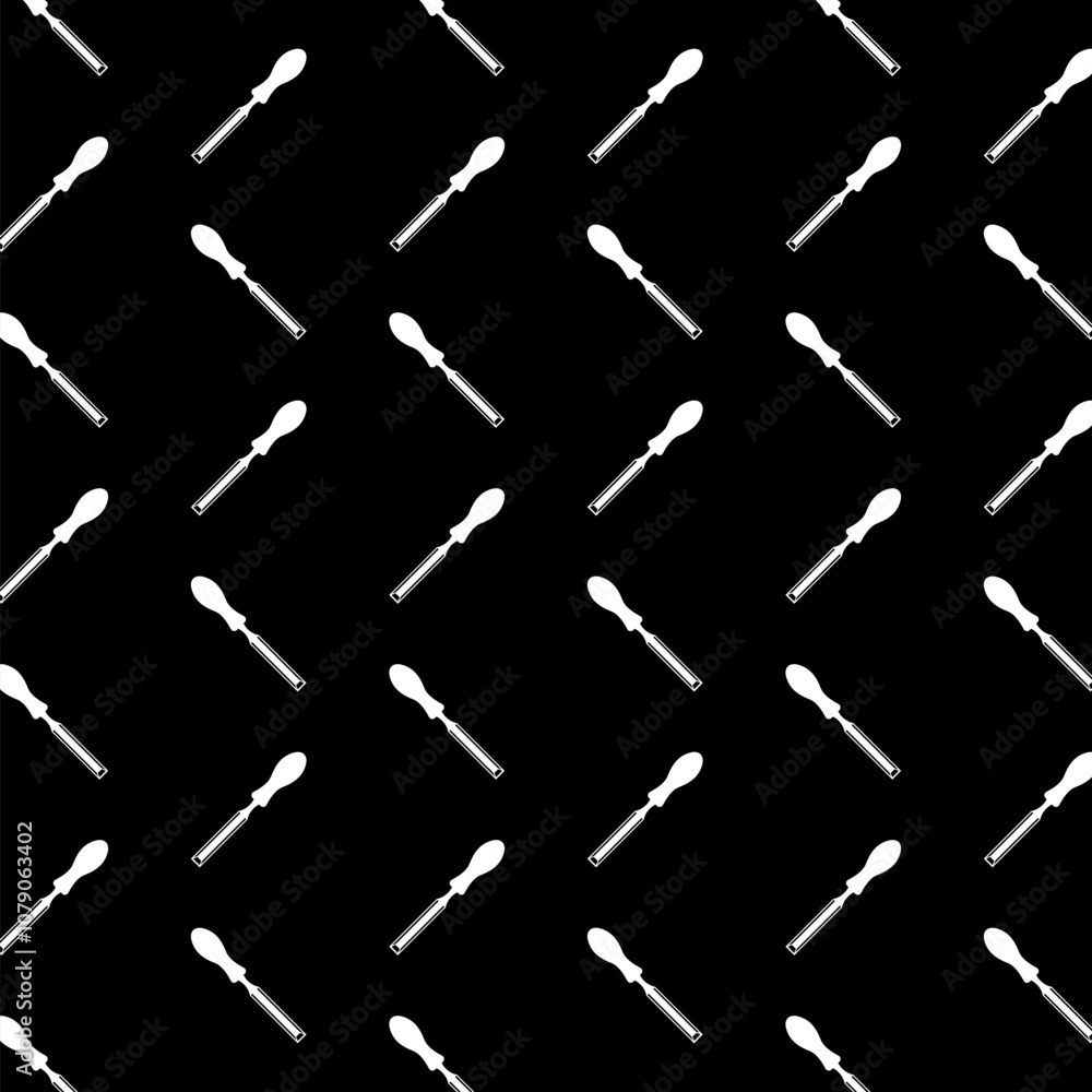 Poster chisel tool for wood icon isolated seamless pattern on black background