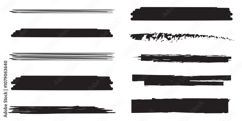 Poster brush strokes vector. set of text boxes. paintbrush collection. grunge design elements. dirty textur