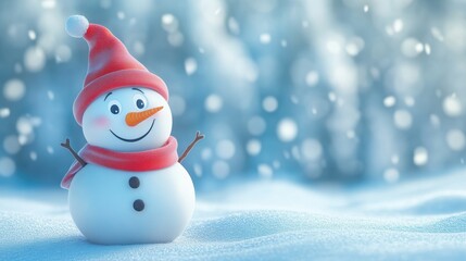 Fototapeta premium Cute snowman. Winter holiday theme.