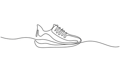 Premium vector shoe continuous one line drawing on white background concept of shoe business