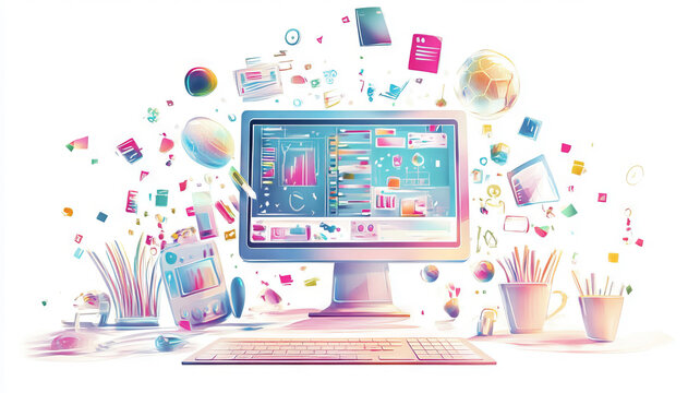 Vintage computer background graphics