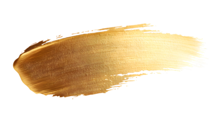 Gold paint stroke isolated on transparent background