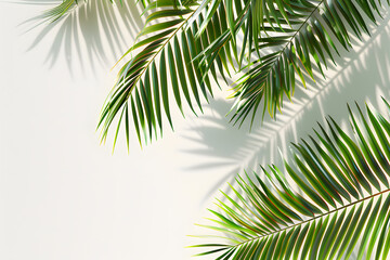 Detailed lush green palm leaves with intricate textures and natural elegance isolated on white background