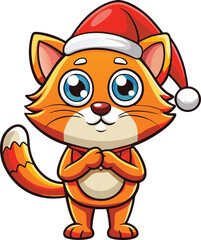 Cat christmas clipart vector