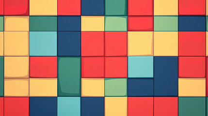 Bright checkerboard pixel pattern wallpaper in red, blue, green, and yellow, with large square blocks for a vibrant, retro-inspired design.