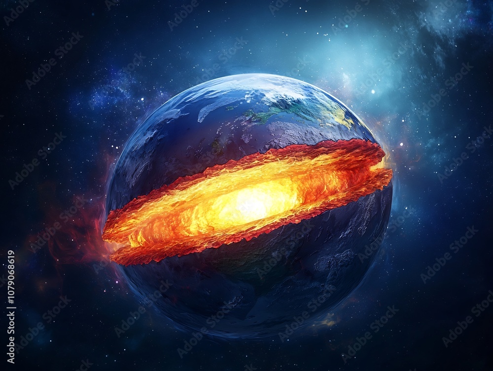 Wall mural cross sectional view of earth s dynamic layers and structure
