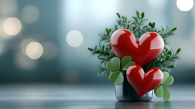 Happy New Year 2025! Decoration with hearts horseshoesfour leaf clover and number 2025