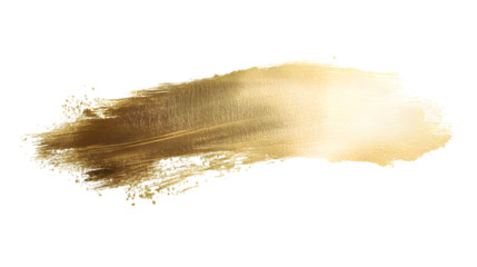 Gold paint stroke isolated on transparent background
