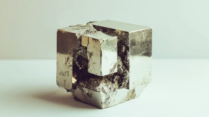 bronze old cube isolated on white