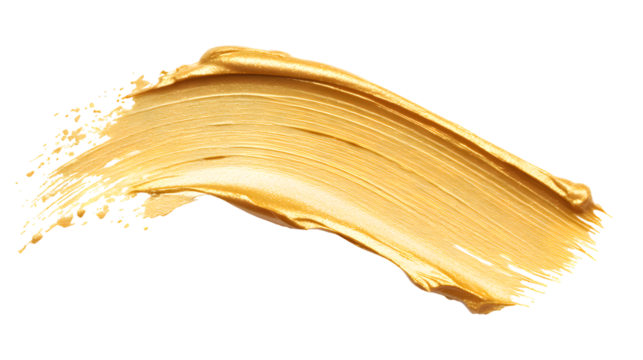 Gold paint stroke isolated on transparent background
