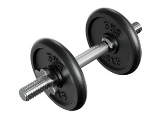 Cast Iron Black Adjustable Dumbbell, weightlifting gym equipment, side view. Png clipart isolated on transparent background