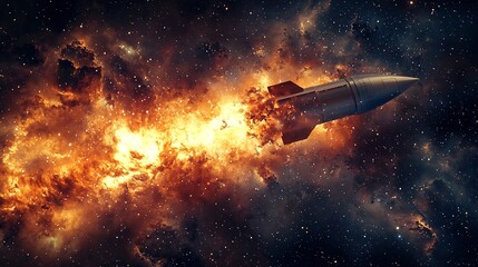 Fototapeta premium Galactic Rocket A Cosmic Representation of Space