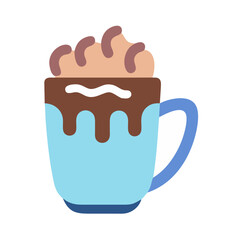 Icon of a hot cocoa mug with whipped cream, capturing the essence of a cozy winter drink.