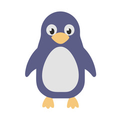 Black and white icon of a happy penguin, symbolizing winter joy and nature.