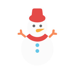 Snowman icon with a red hat, perfect for winter themes.
