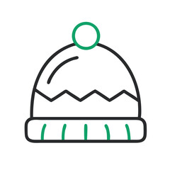 Minimalist white winter hat with green trim, cozy seasonal design.