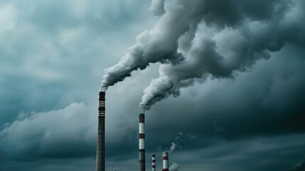 Industrial Smoke Plumes Against a Cloudy Sky